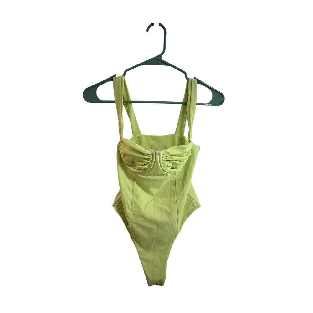 Belle The Label One Piece Swimsuit Balconette Lime Green Sz XS Push-up High Cut